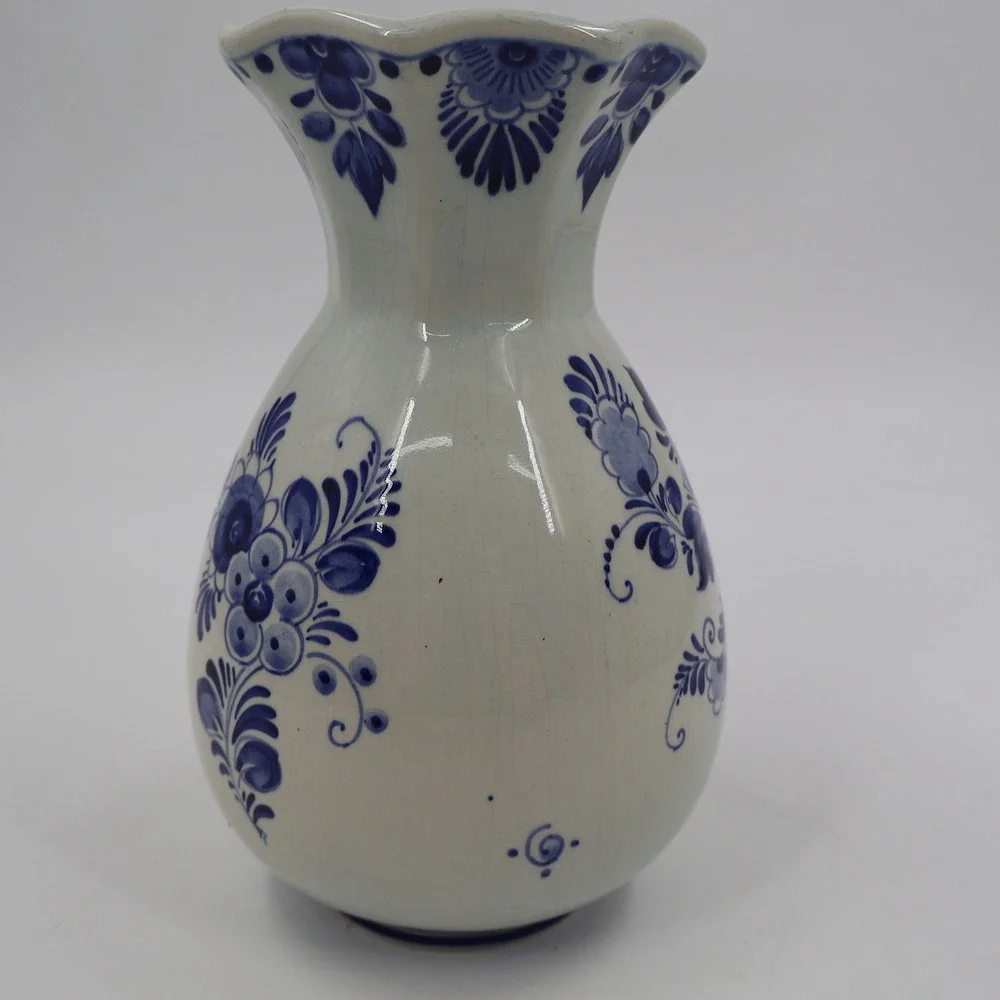 Royal Delft Floral Vase Unisex OS Blue White Hand Painted Holland 5532/23